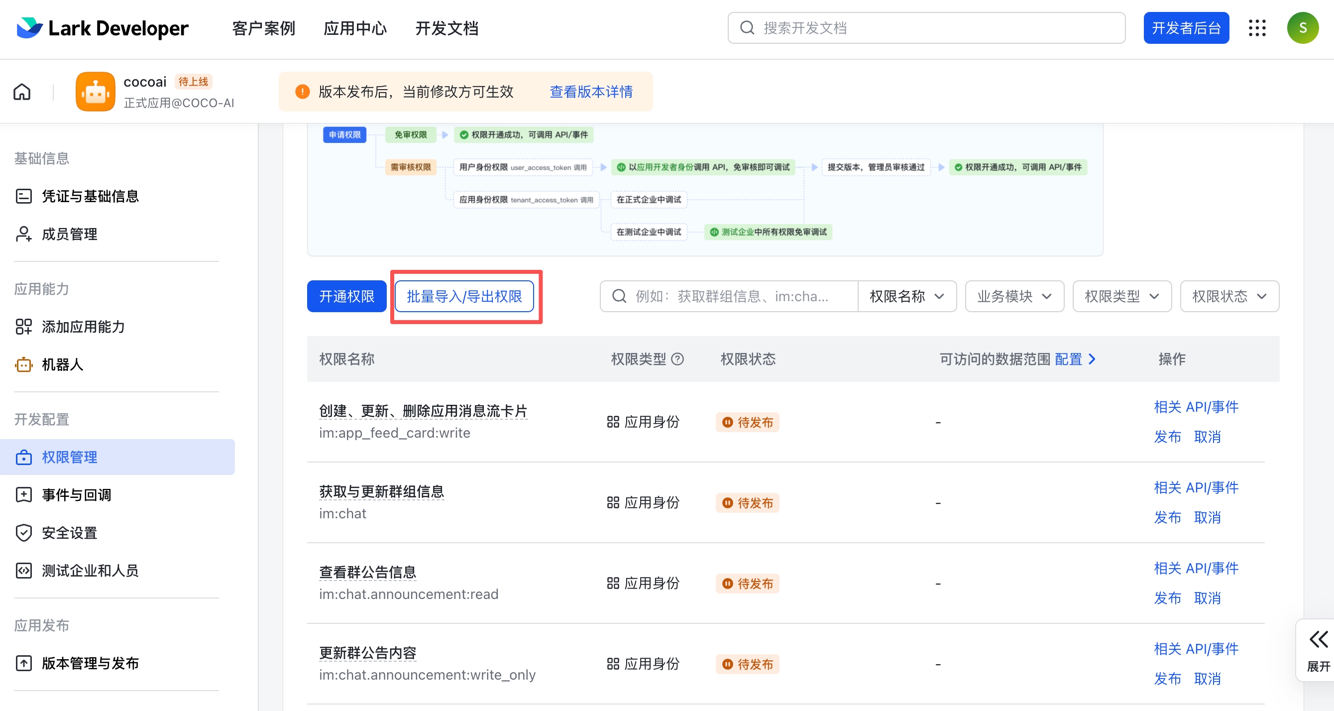 Batch-import permissions